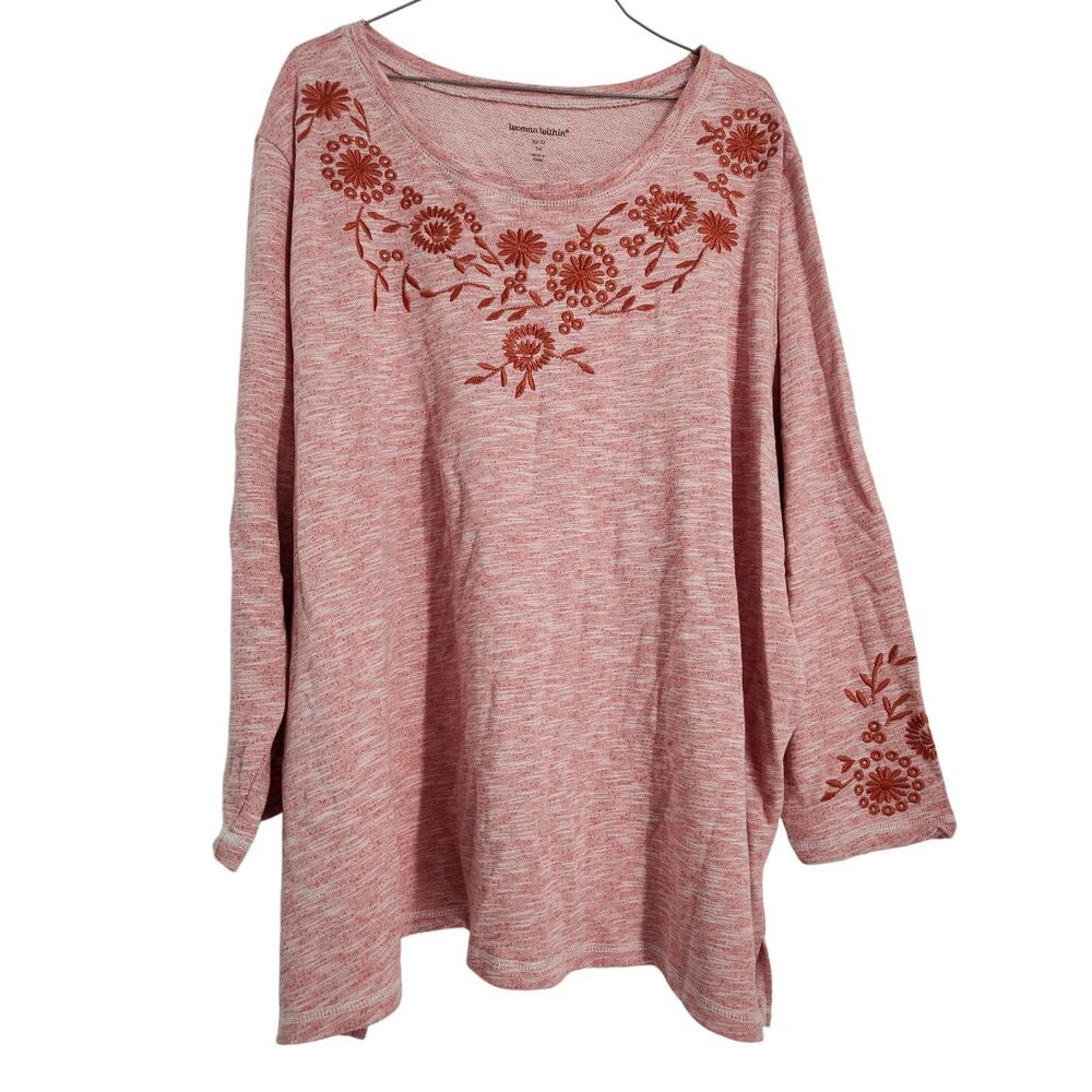 Woman Within Red Floral Top - Women's Plus Size 3X